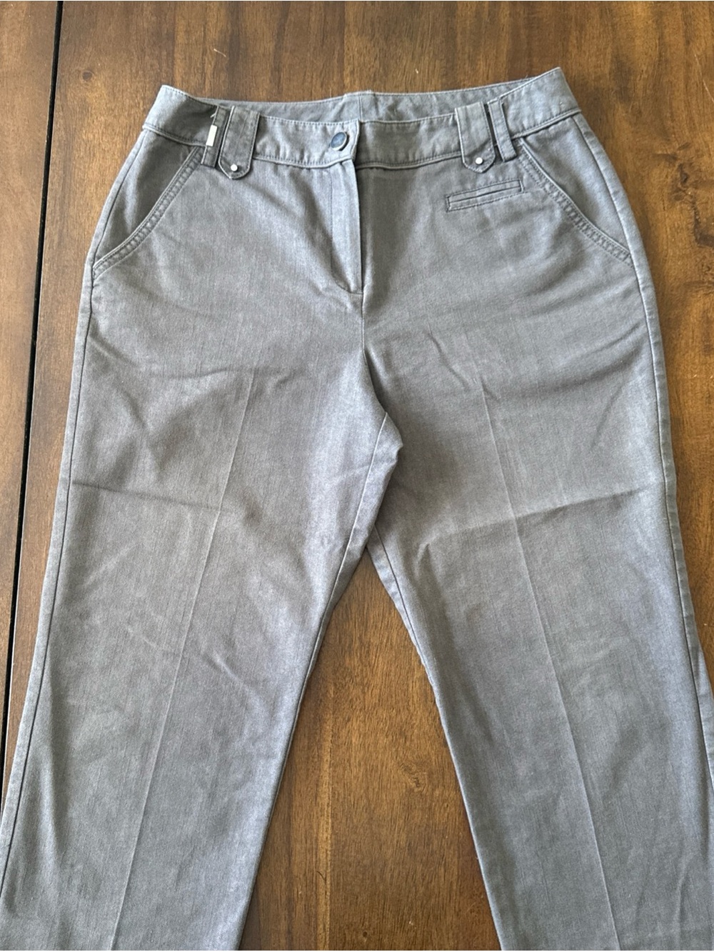 New Directions Pants Womens Size 8 Gray Capri Cropped Straight Flat Front